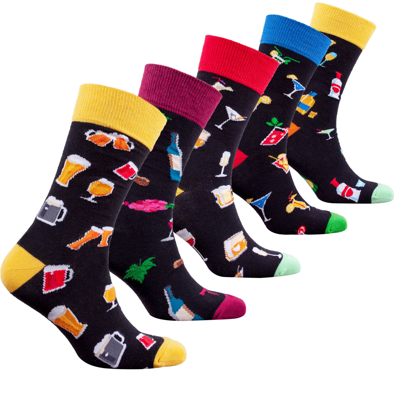 Men's Cocktail Drinks Socks - 5 PACK -