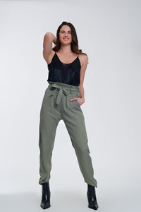 Thumbnail for Q2 - Pants With Tie Waist in Green - 1 COLOR -