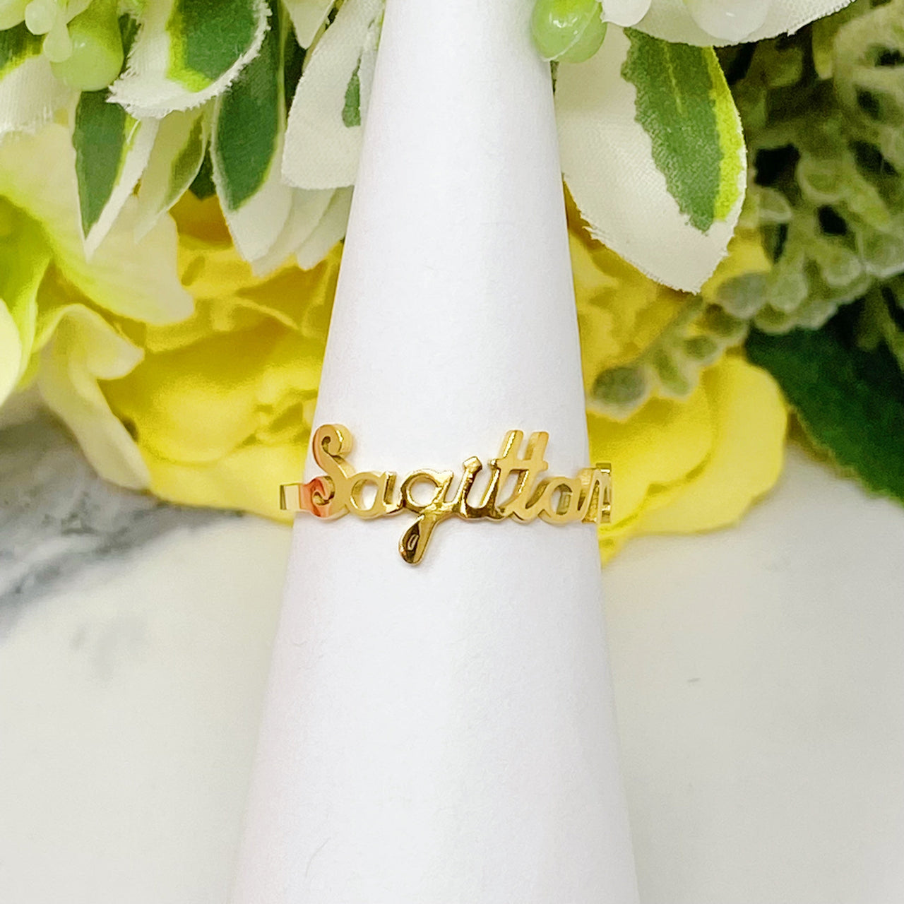 Ellison & Young - Scripted Zodiac Ring - 18K Gold plated - ALL 12 SIGNS / FIND YOURS! -