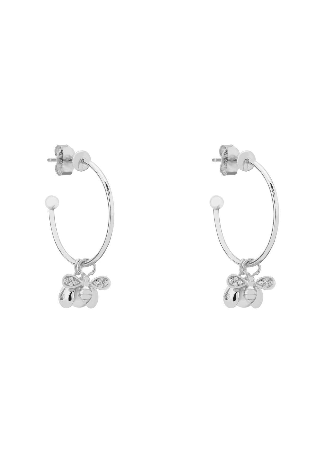 LATELITA - Busy Bee & Pearl Hoop Earrings Silver -