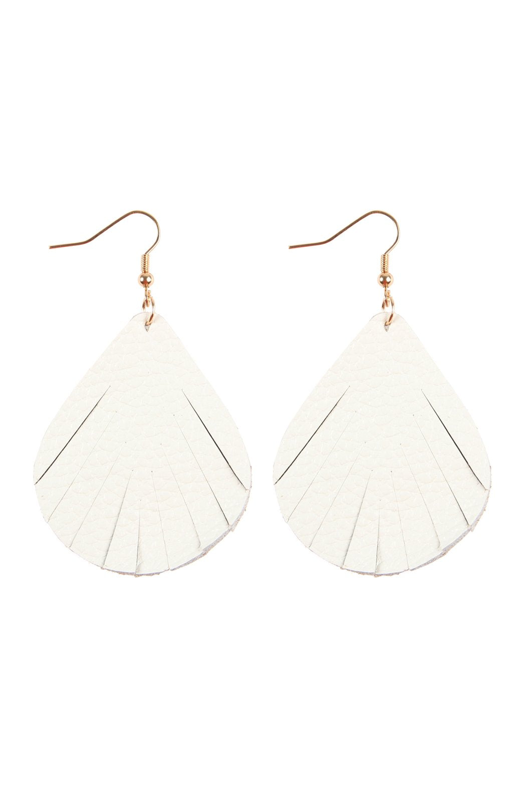 Fringed Pear Shaped Leather Earrings - 10 COLORS