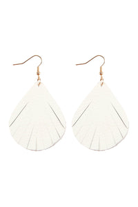 Thumbnail for Fringed Pear Shaped Leather Earrings - 10 COLORS