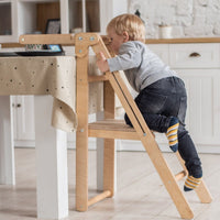 Thumbnail for Foldable Step Stool for Toddlers - Kid Chair That Grows - Beige