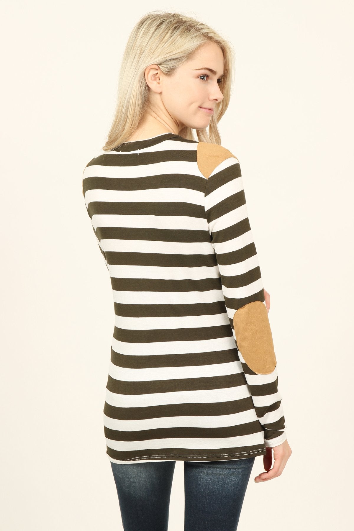 Riah Fashion - Suede Detail Striped Top - 6 COLORS -