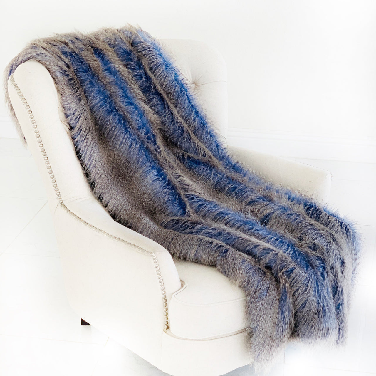 Plush Azure Jean Handmade Luxury Faux Fur Throw - 14 SIZES -