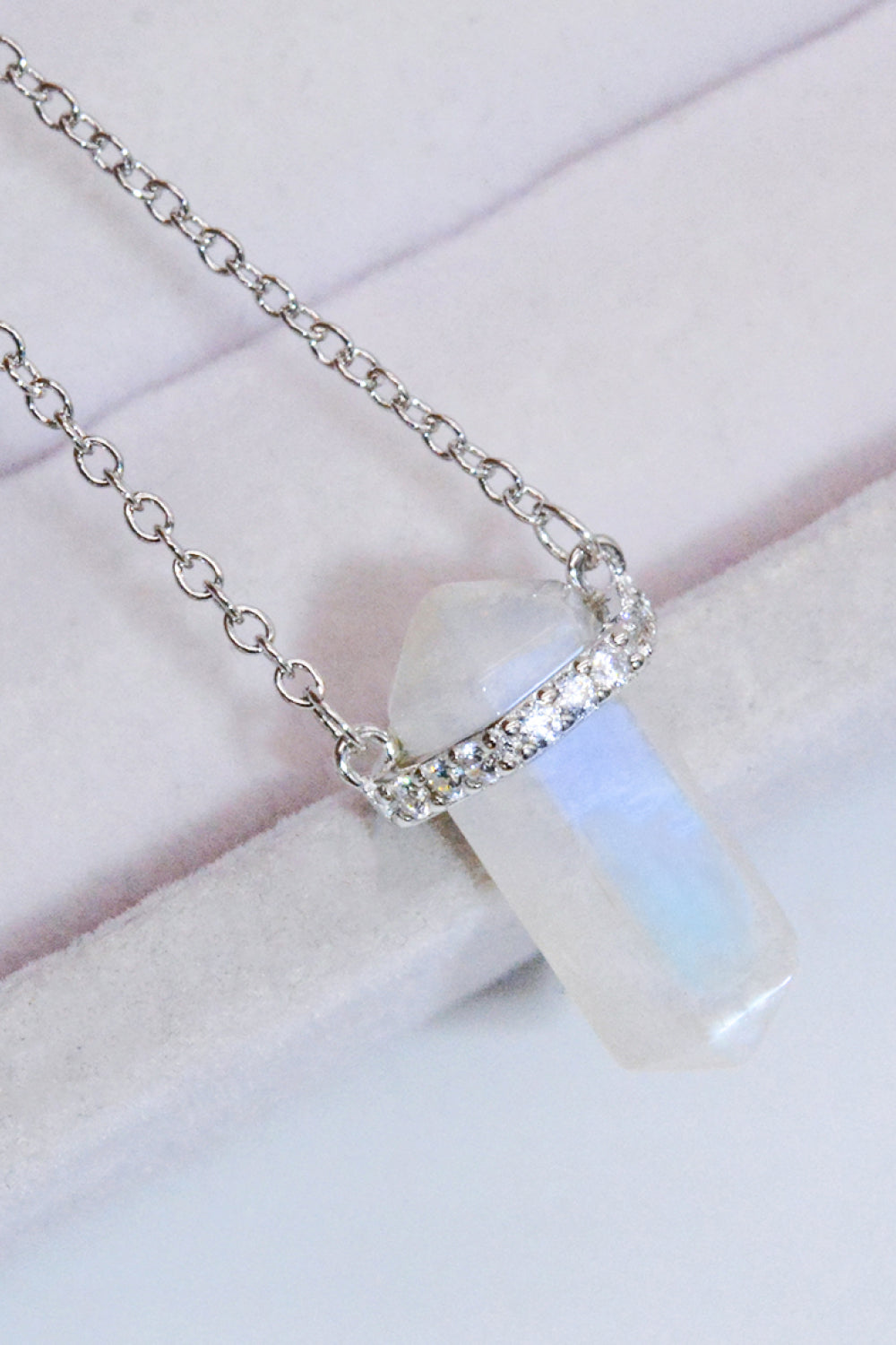 Natural Moonstone Chain-Link Necklace - T - 2 FINISHES -