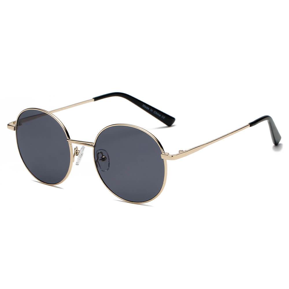 Geneva | S2066 - Retro Vintage Metal Round Oval Circle Sunglasses - 4 COLORS -