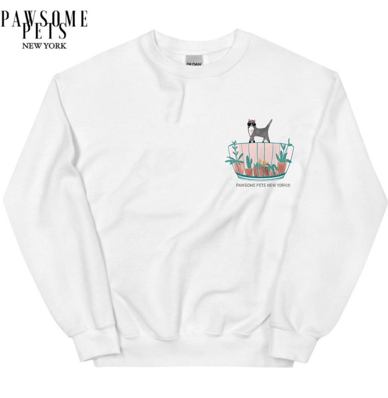 Sweatshirt - Cat With Plants(upper Right) - 7 COLORS -