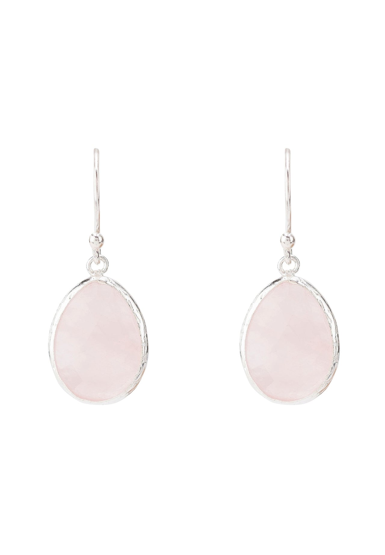 LATELITA - Petite Drop Earrings Rose Quartz Silver -