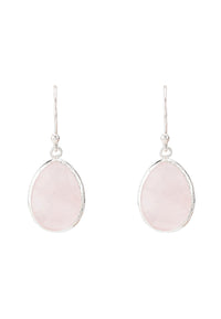 Thumbnail for LATELITA - Petite Drop Earrings Rose Quartz Silver -