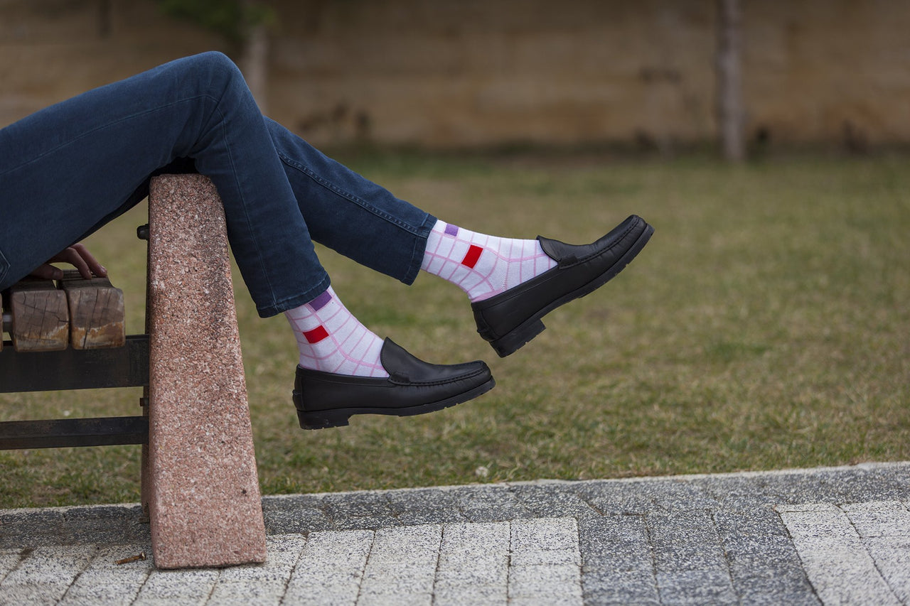 Men's Pink Square Socks - 1 COLOR -