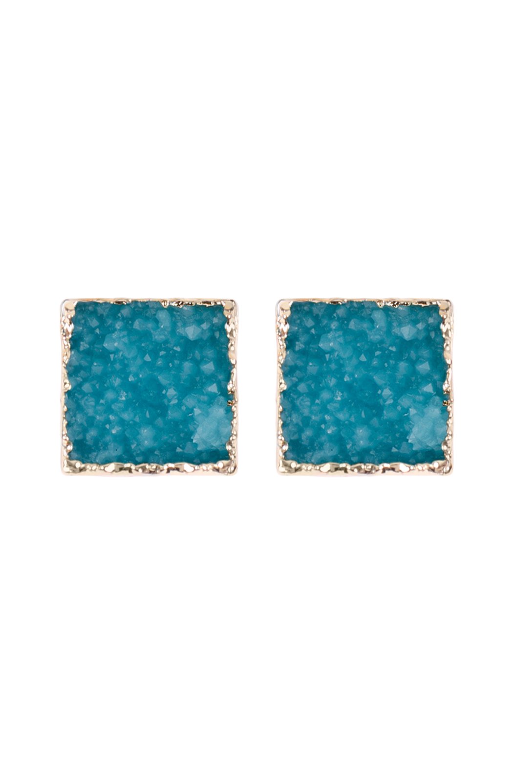 Square Druzy Stone Stud Earrings - 12 COLORS -