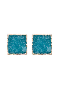 Thumbnail for Square Druzy Stone Stud Earrings - 12 COLORS -