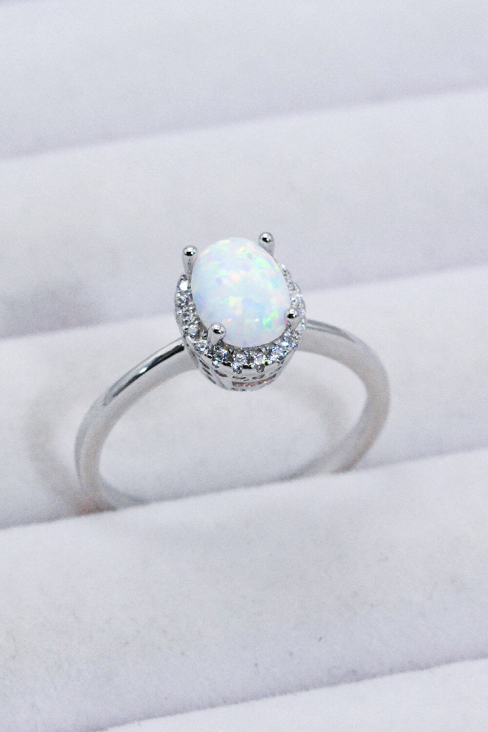 925 Sterling Silver 4-Prong Opal Ring - T - SIZES 5 THRU 10 - 1 COLOR -