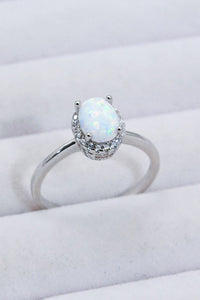 Thumbnail for 925 Sterling Silver 4-Prong Opal Ring - T - SIZES 5 THRU 10 - 1 COLOR -