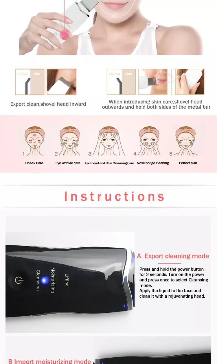 Savoy - Beauty Personal Care Ultrasonic Vibration Facial Pores Skin Scrubber Blackhead Removal Tool -