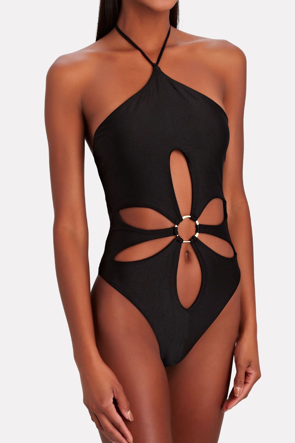 Ring Detail Cutout One-Piece Swimsuit - T - 2 COLORS -