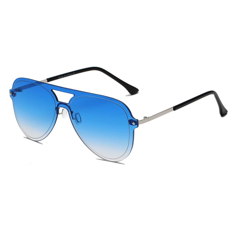 Belfast |  Flat Single Lens Aviator Fashion Sunglasses - 4 COLORS -