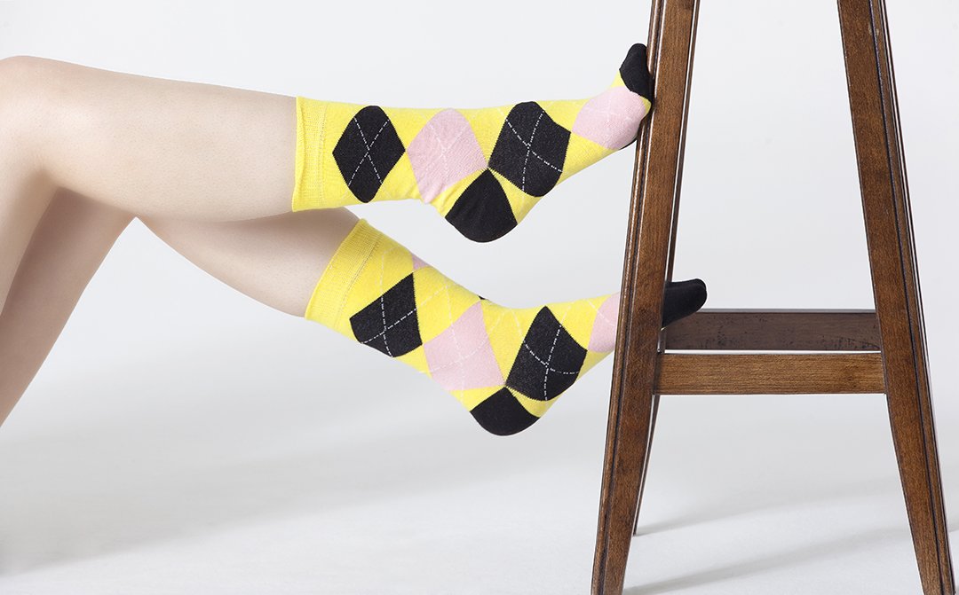 Women's Black Pineapple Argyle Socks - 1 COLOR -