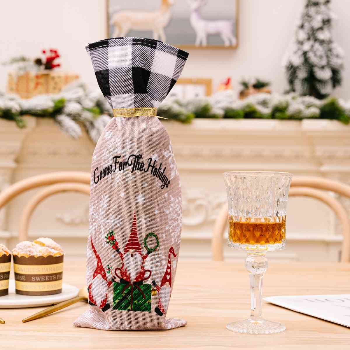 2-Piece Christmas Plaid Wine Bottle Covers - [5-10 DAY DELIVERY] - 2 PCS. - T - 2 TYPES/STYLES/SET -