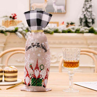 Thumbnail for 2-Piece Christmas Plaid Wine Bottle Covers - [5-10 DAY DELIVERY] - 2 PCS. - T - 2 TYPES/STYLES/SET -