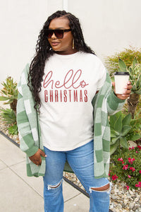 Thumbnail for Simply Love Full Size HELLO CHRISTMAS Short Sleeve T-Shirt - T - 1 COLOR -