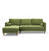 Thumbnail for GFURN - Bente Tufted Velvet Sectional Sofa - Green - LEFT OR RIGHT -