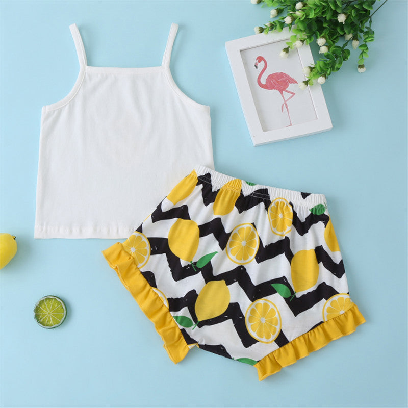 Summer Graphic Cami and Lemon Print Shorts Set - 2 PCS. - T - 1 COLOR -