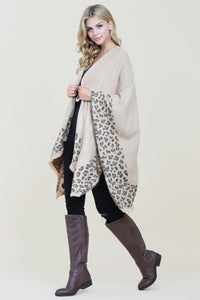 Thumbnail for Riah Fashion - Brown Leopard Print Shawl Cardigan - 1 COLOR -