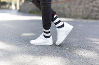 Thumbnail for Men's Navy-White Stripes Socks - 1 COLOR -