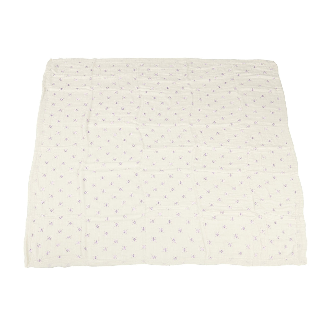 Lavender Flower and White Bamboo Muslin Newcastle Blanket -