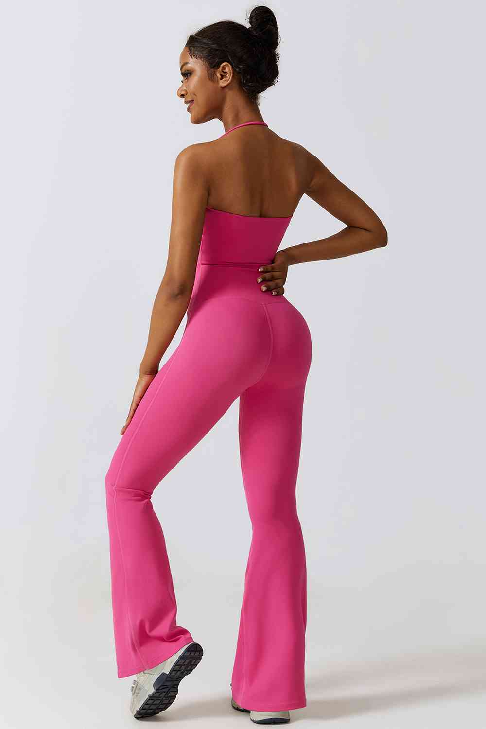 Halter Neck Flare Sport Jumpsuit - T - 4 COLORS -