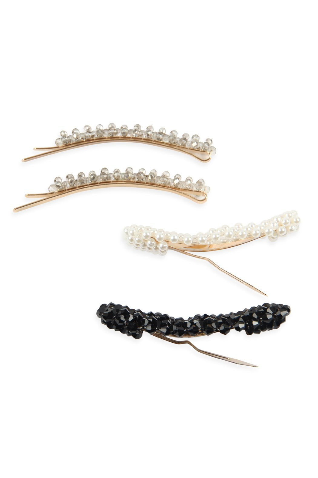 Riah Fashion - Glass Beads and Pearl Hair Pin Set - 3 COLORS