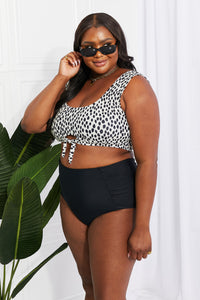 Thumbnail for Marina West Swim Sanibel Crop Swim Top and Ruched Bottoms Set in Black - SIZES S THRU 2XL - 1 PATTERN -