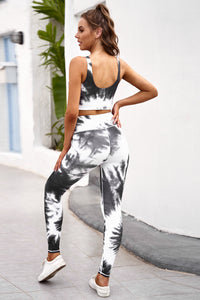 Thumbnail for Tie-dye Crop Top and Leggings Set - 2 PCS - T - 3 COLORS -