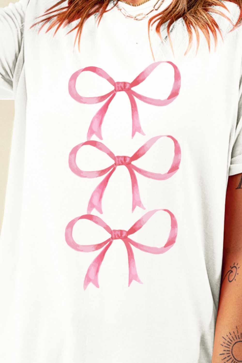 Ribbon/Bow Graphic Round Neck Short Sleeve T-Shirt - T - 1 COLOR -