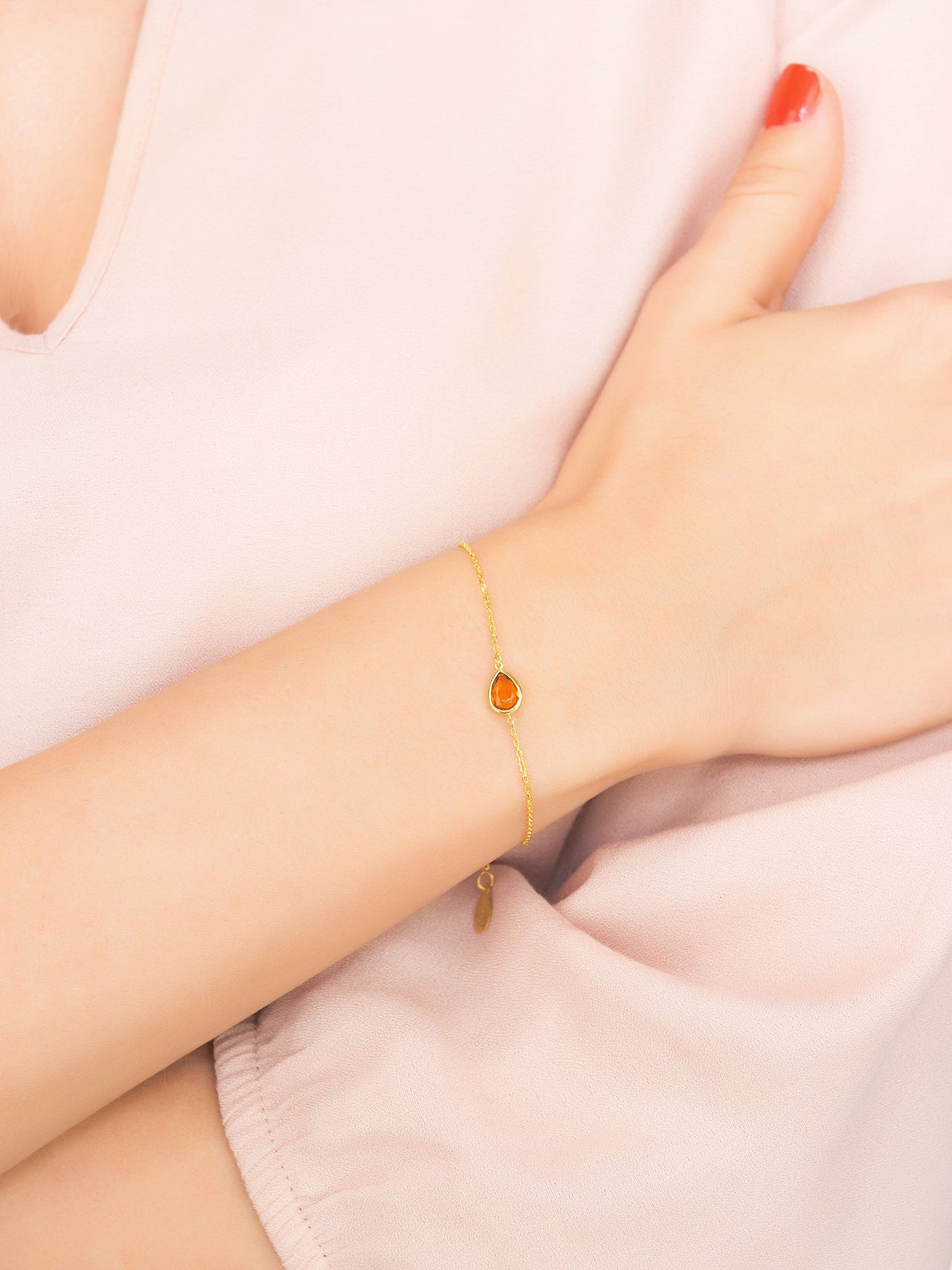 LATELITA - Pisa Mini Teardrop Bracelet Gold Citrine -