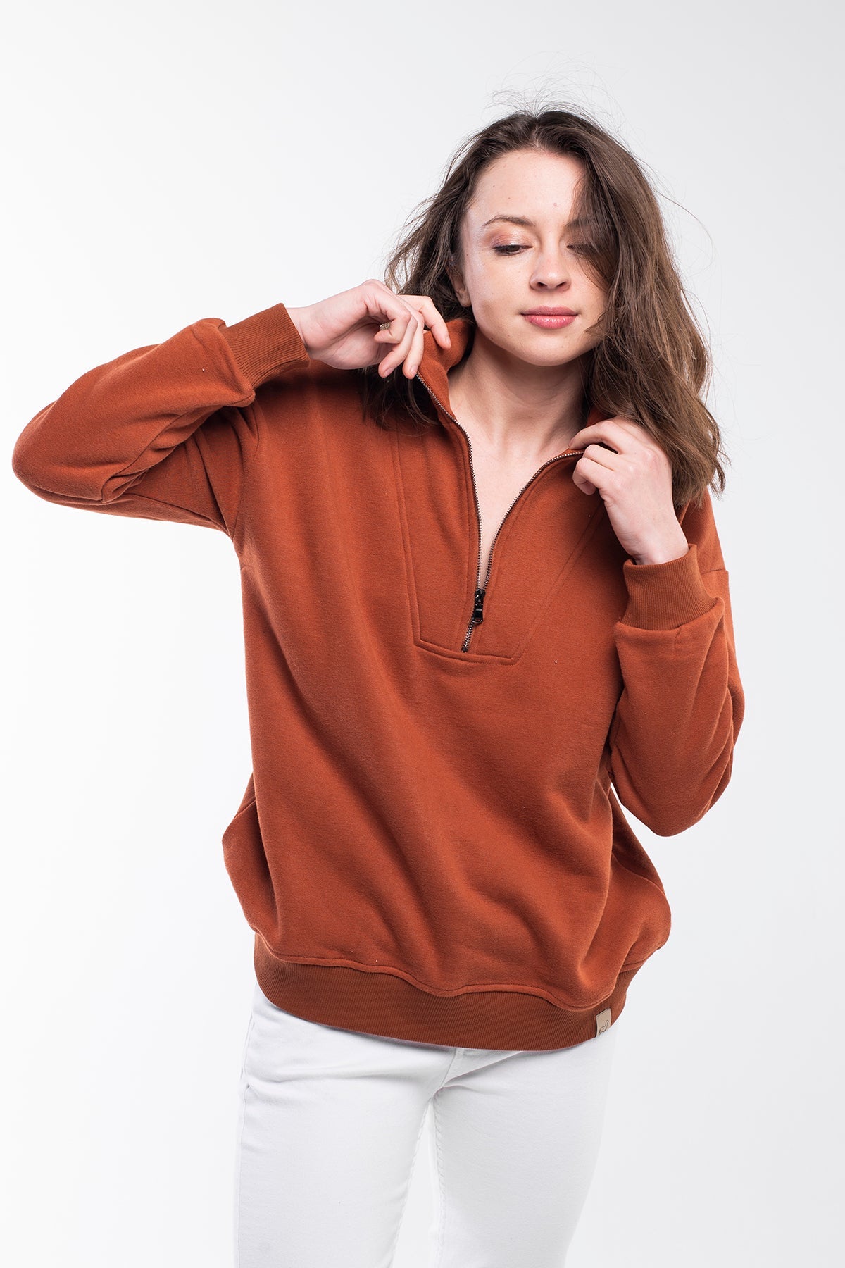 Zipped Neck Sweatshirt - 5 COLORS -