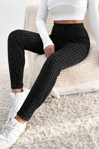 Ribbed High Waist Leggings - T - 2 COLORS -