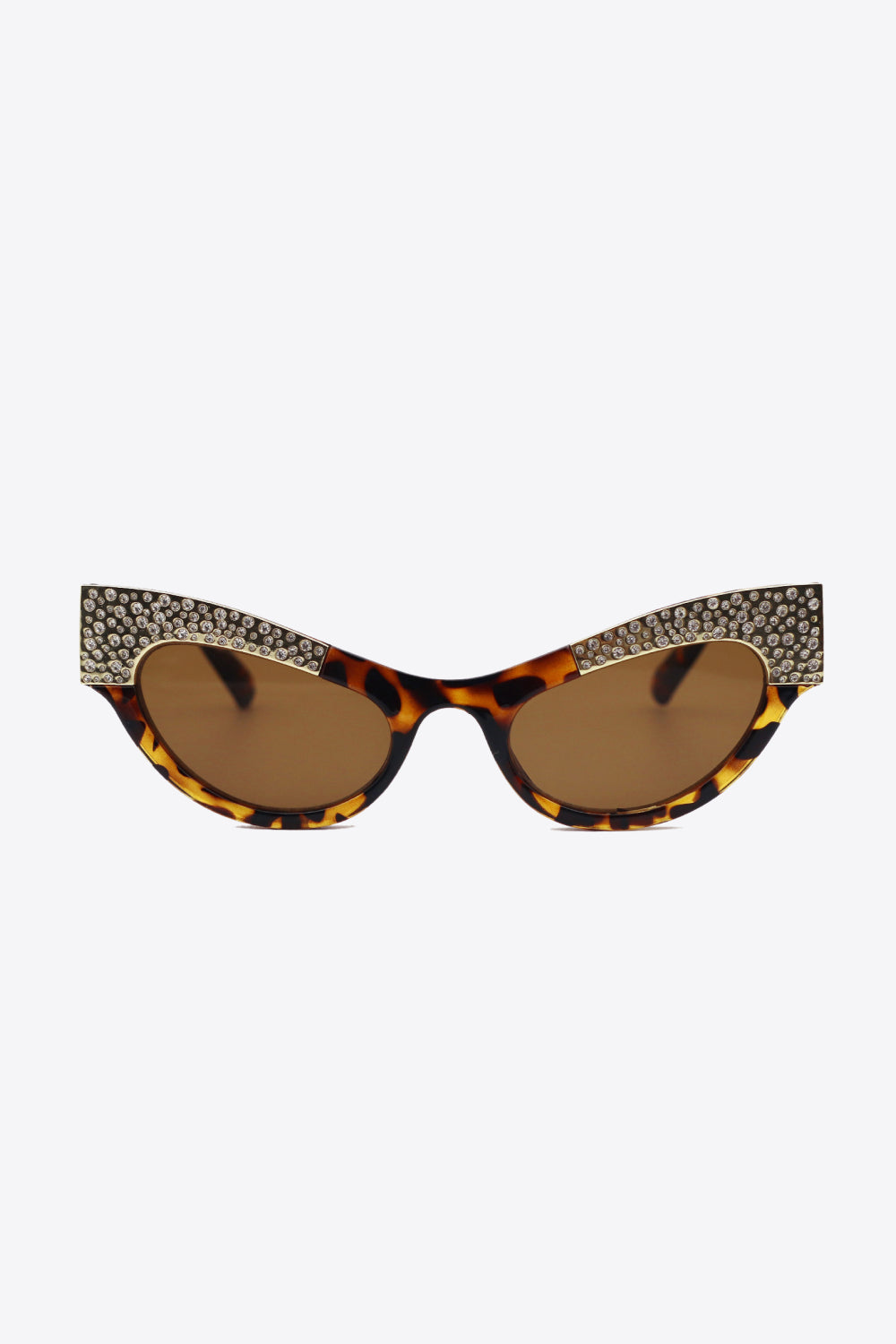 UV400 Rhinestone Trim Cat-Eye Sunglasses - T - 2 COLORS -