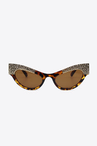 Thumbnail for UV400 Rhinestone Trim Cat-Eye Sunglasses - T - 2 COLORS -