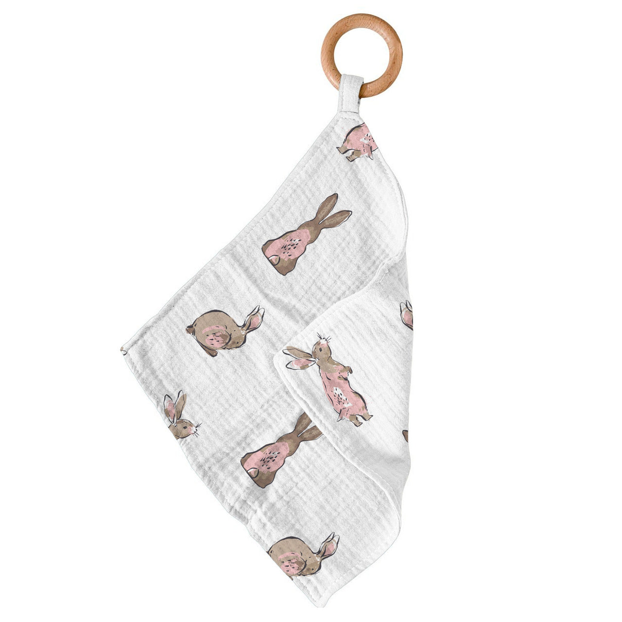 Powder Pink Bunnies Bamboo Newcastle Teether -