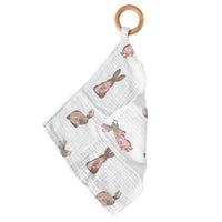 Thumbnail for Powder Pink Bunnies Bamboo Newcastle Teether -