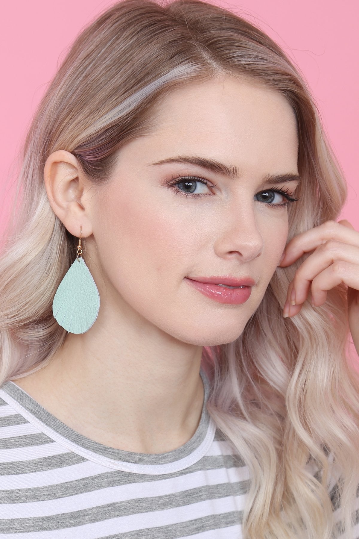 Fringed Pear Shaped Leather Earrings - 10 COLORS