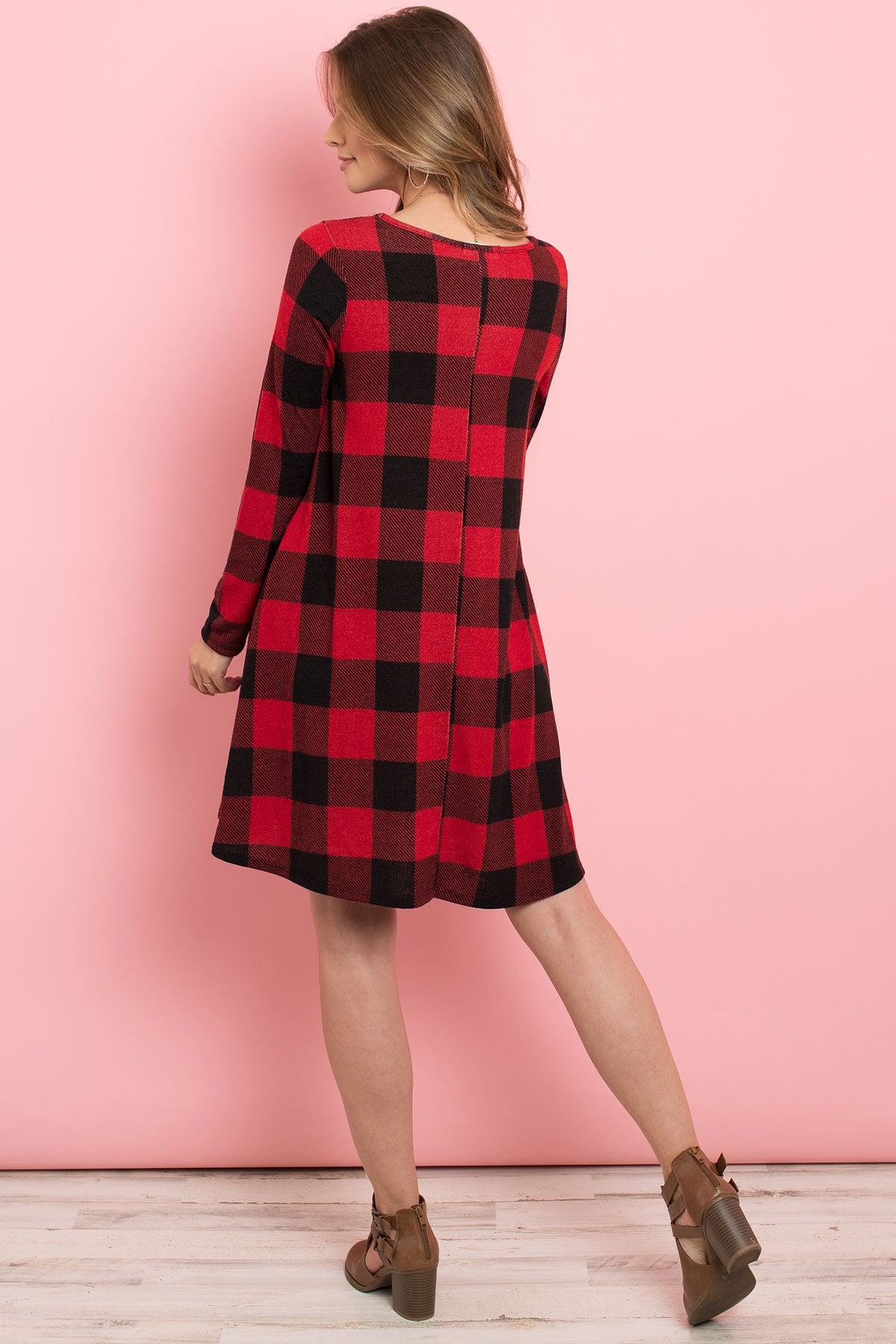 Riah Fashion - Long Sleeves Plaid Midi - 2 COLORS -