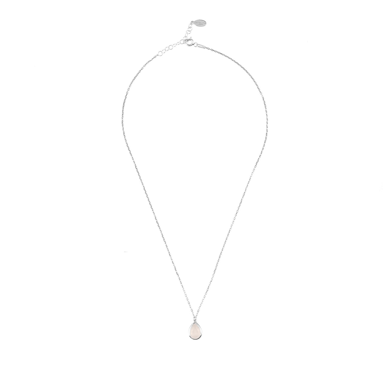 LATELITA - Pisa Mini Teardrop Necklace Silver Rose Quartz -