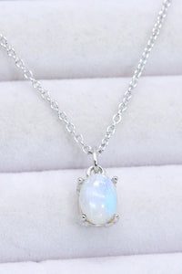 Thumbnail for Natural 4-Prong Pendant Moonstone Necklace - T - 2 FINISHES -