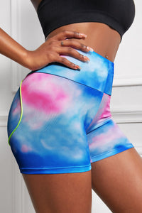 Thumbnail for Wide Waistband High Waist Yoga Shorts - T - 2 COLOR PATTERNS -