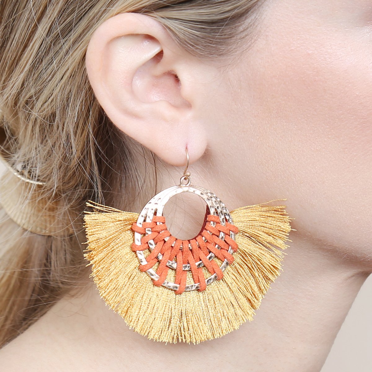 Riah Fashion - Classic Fan Tassel Earrings - 7 COLORS -