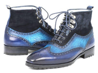 Thumbnail for Paul Parkman - Wingtip Boots Blue Suede & Leather -